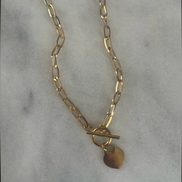 Modest Lu Jewelry - Gold Chain Link Heart Pendant Necklace Brand New